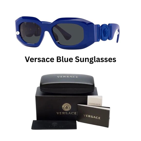 New Authentic Versace VE4425U7 54mm Blue/Dark Gray Unisex Sunglasses